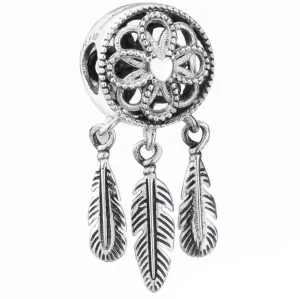 Rustic Look Dream Catcher Charm - 925 Sterling Silver