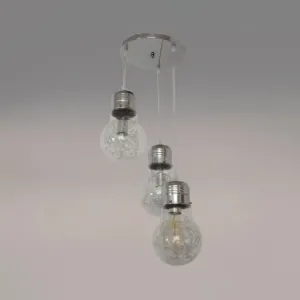 Rustic Pendant Lighting with 3 Clear Glass Shades and Round Silver/Gold Canopy