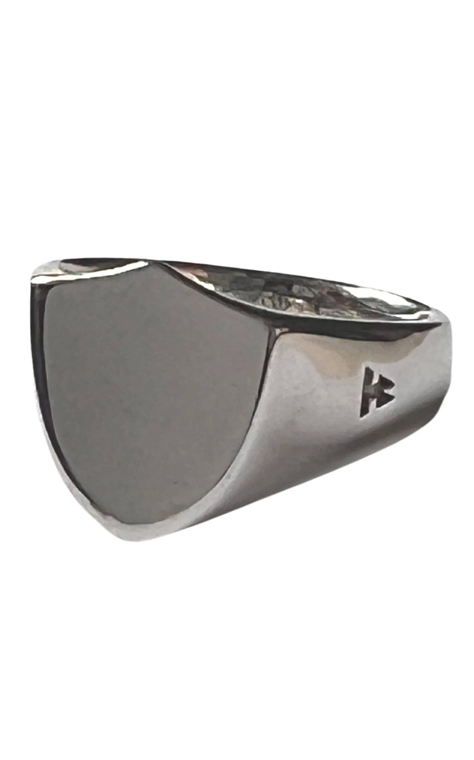 Shield Polished Silver Ring