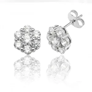 Silver & Co Round Cluster Style Cubic Zirconia Stud Earrings SEG0031CZ