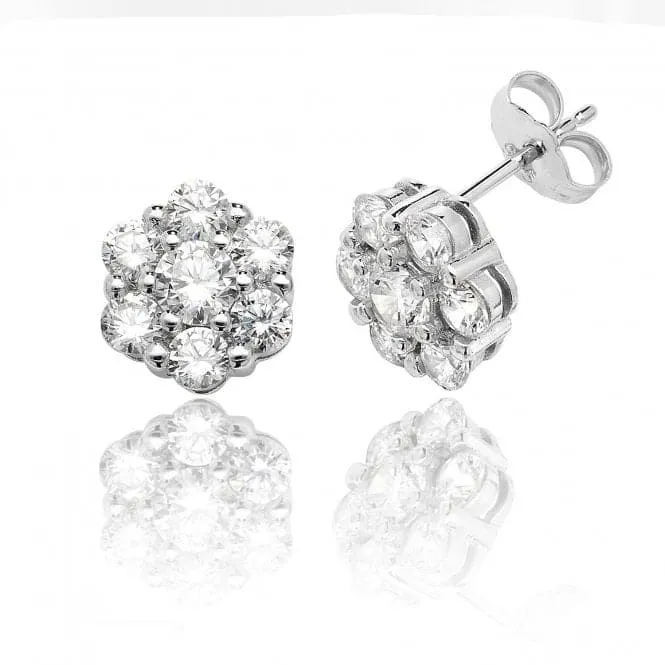 Silver & Co Round Cluster Style Cubic Zirconia Stud Earrings SEG0031CZ