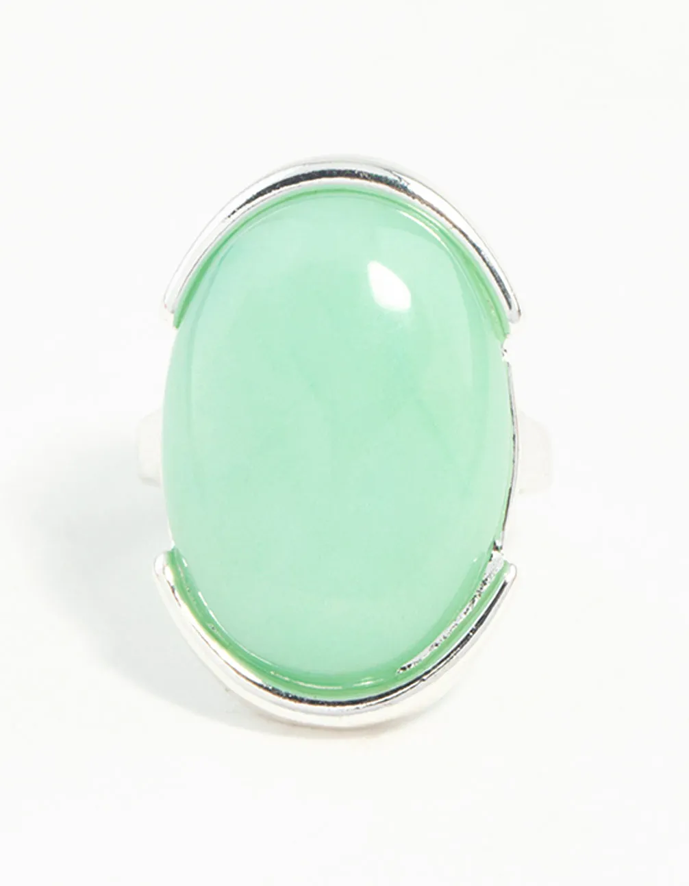 Silver Blue Synthetic Opal Stone Ring