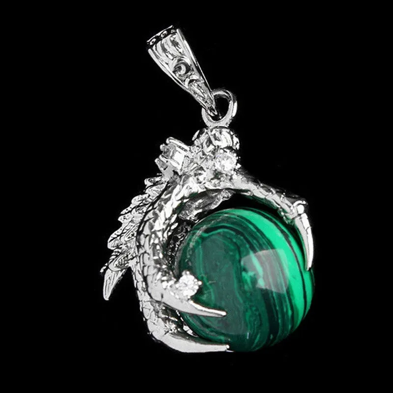 Silver Plated Dragon Claw Wrap Ball Beads Charm Pendant Necklaces