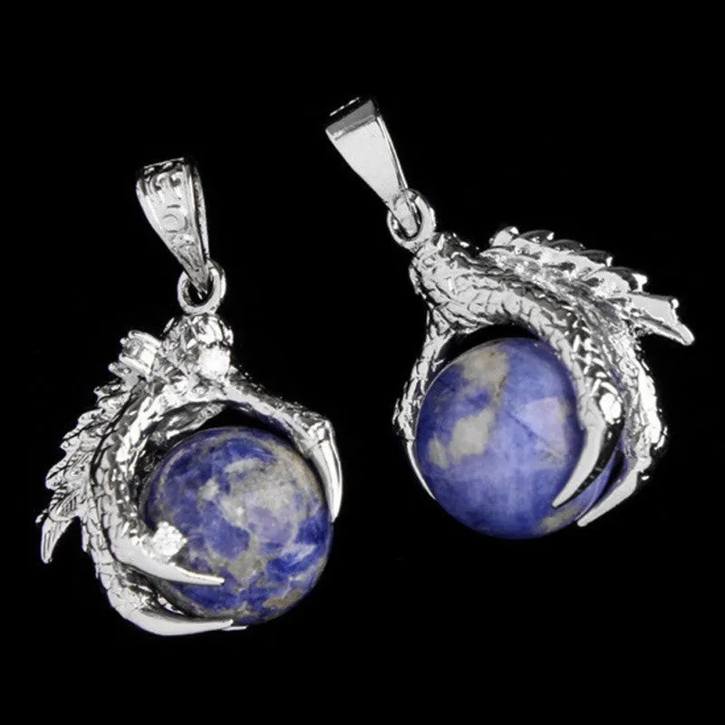 Silver Plated Dragon Claw Wrap Ball Beads Charm Pendant Necklaces