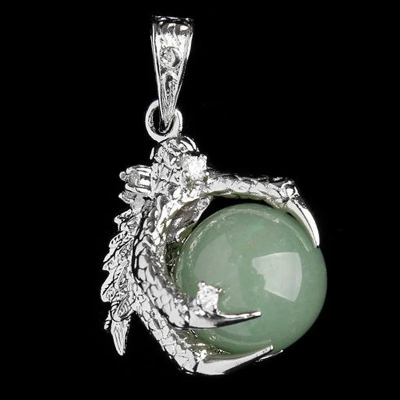 Silver Plated Dragon Claw Wrap Ball Beads Charm Pendant Necklaces