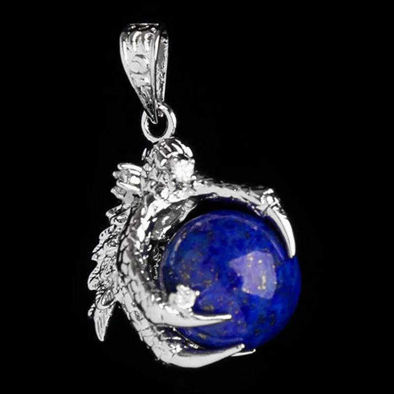 Silver Plated Dragon Claw Wrap Ball Beads Charm Pendant Necklaces