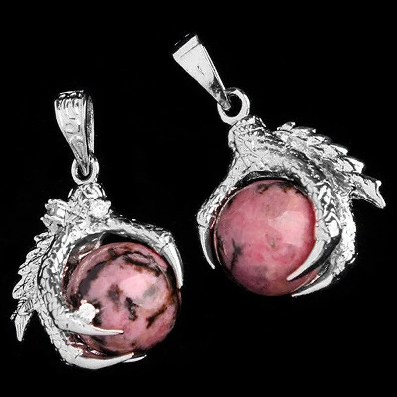 Silver Plated Dragon Claw Wrap Ball Beads Charm Pendant Necklaces