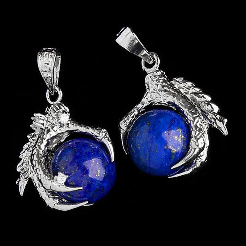 Silver Plated Dragon Claw Wrap Ball Beads Charm Pendant Necklaces