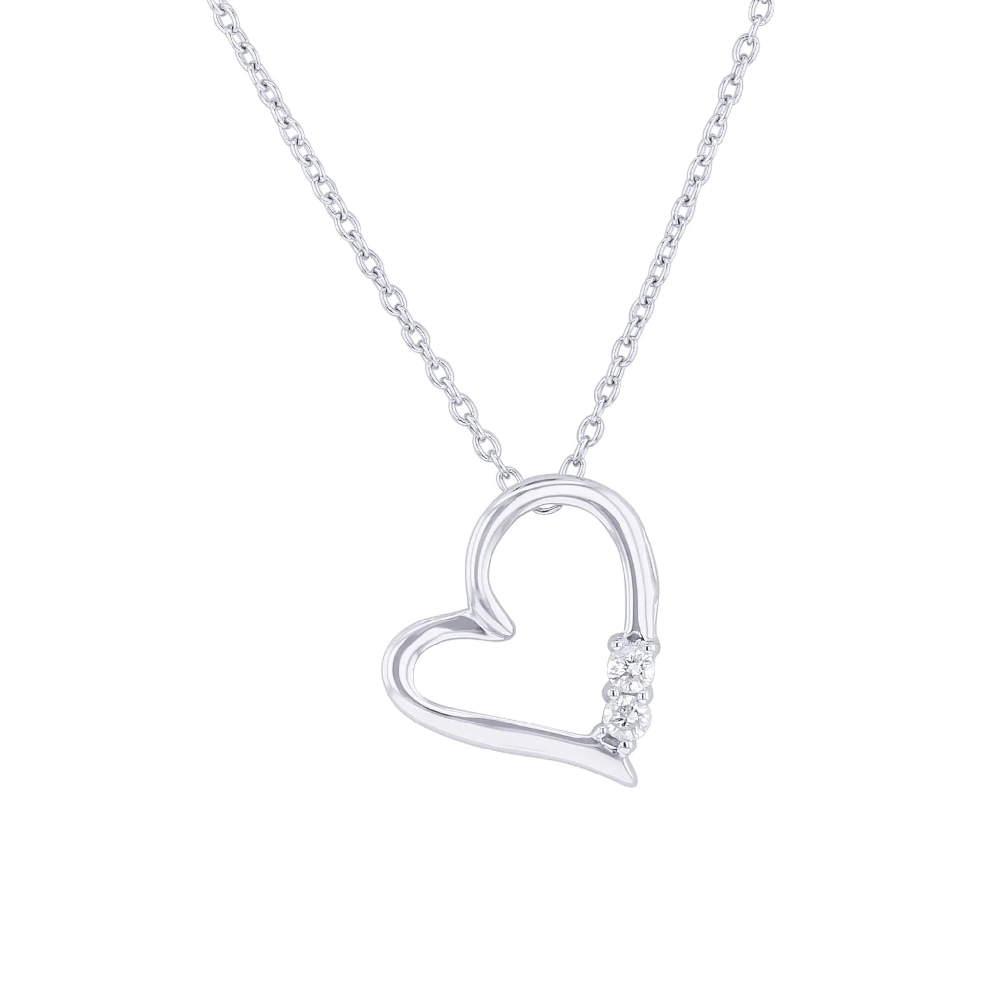 Silver Two of Hearts Diamond Necklace