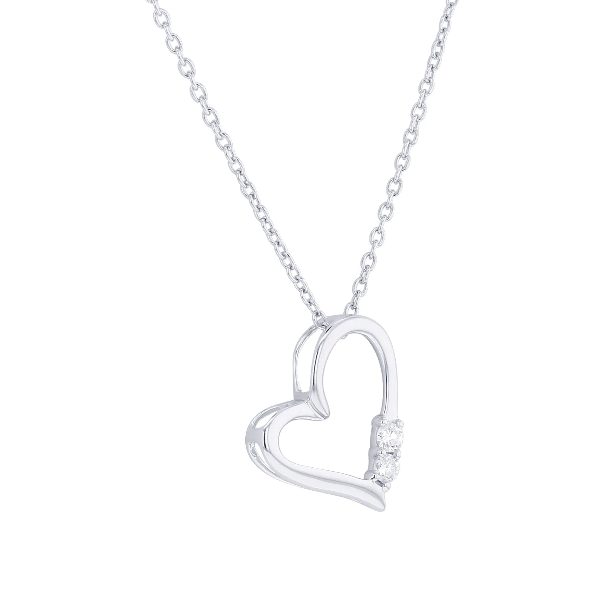 Silver Two of Hearts Diamond Necklace