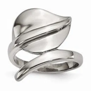 Stainless Steel Polished Leaf Ring