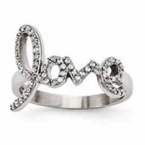 Stainless Steel Polished Love with CZs Ring