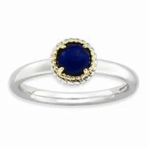 Sterling Silver & 14k Lapis Polished Ring