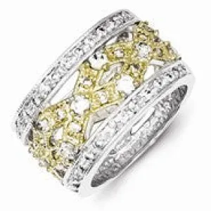 Sterling Silver & Vermeil Fancy Polished CZ Ring