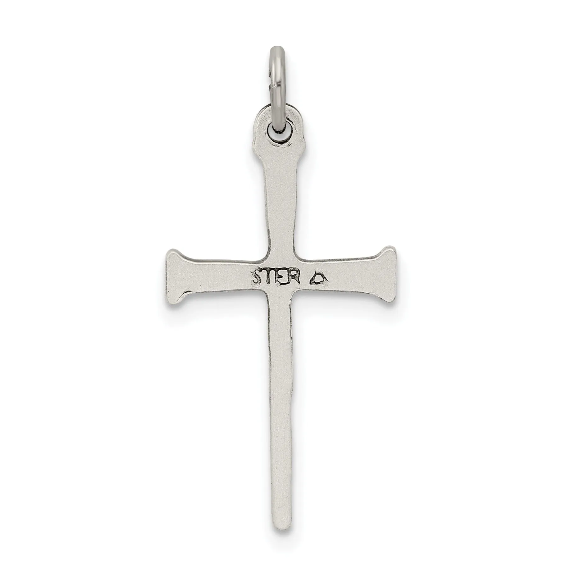 Sterling Silver Antiqued Nail Cross Pendant