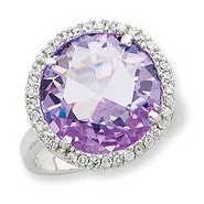 Sterling Silver Clear & Purple CZ Ring