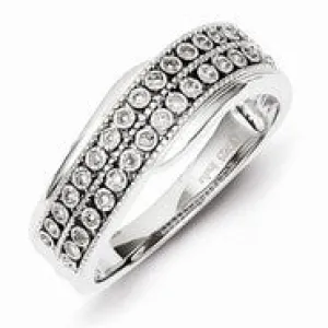 Sterling Silver Double Lined Diamond Wave Ring