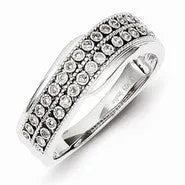 Sterling Silver Double Lined Diamond Wave Ring