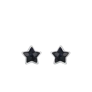 Sterling Silver Obsidian Star Stud Earrings for Women - Japanese and Korean Inspired