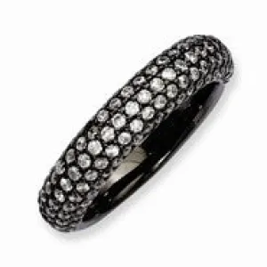 Sterling Silver Pave Ruthenium-plated 113 Stone CZ Ring