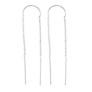 Sterling Silver Plain Threader Drop Earring