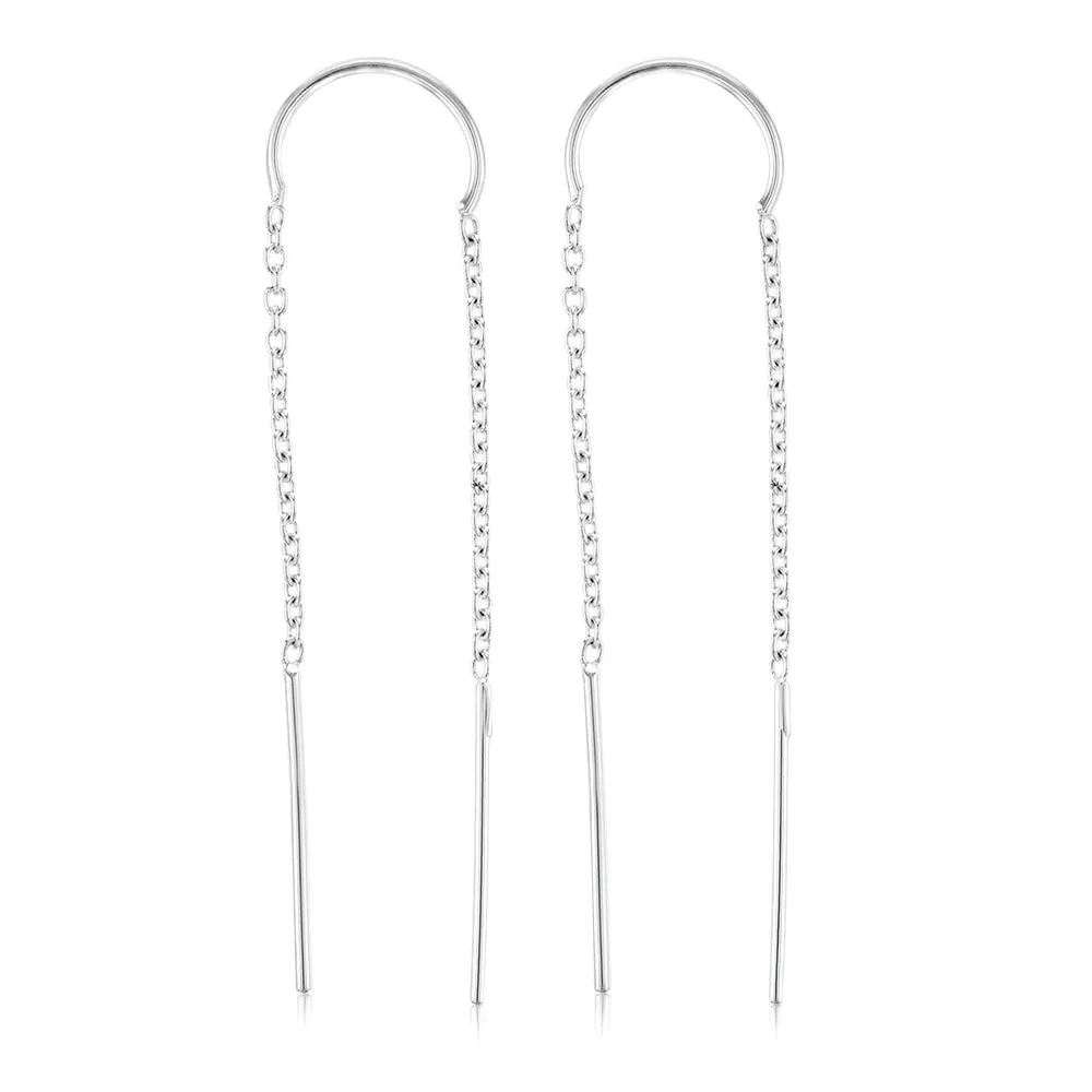 Sterling Silver Plain Threader Drop Earring