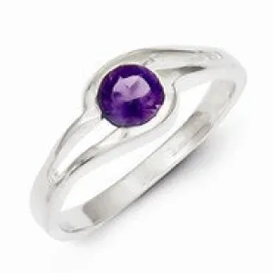 Sterling Silver Purple Round Bezel CZ Ring