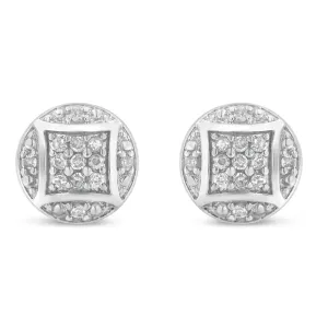 Sterling Silver Round Diamond Cluster Stud Earrings (0.35 cttw, H-I Color, I3 Clarity)