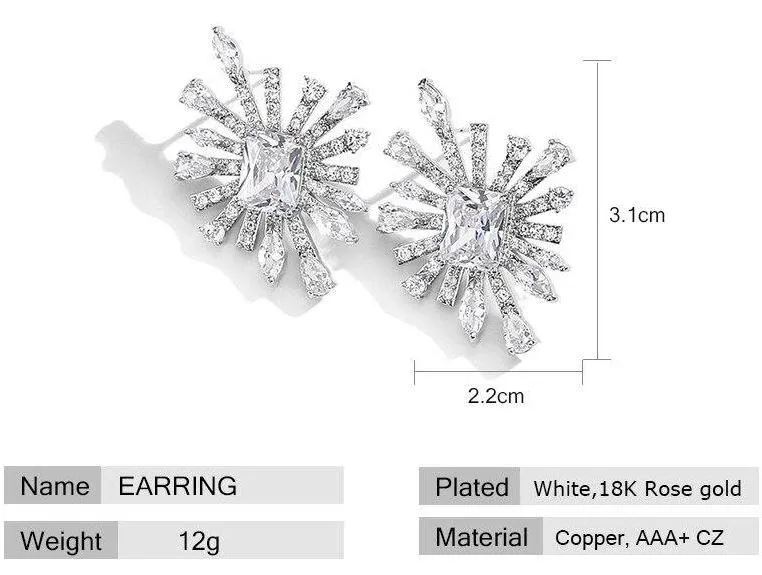 Stunning Women Exquisite Zirconia Stone Stud Earrings