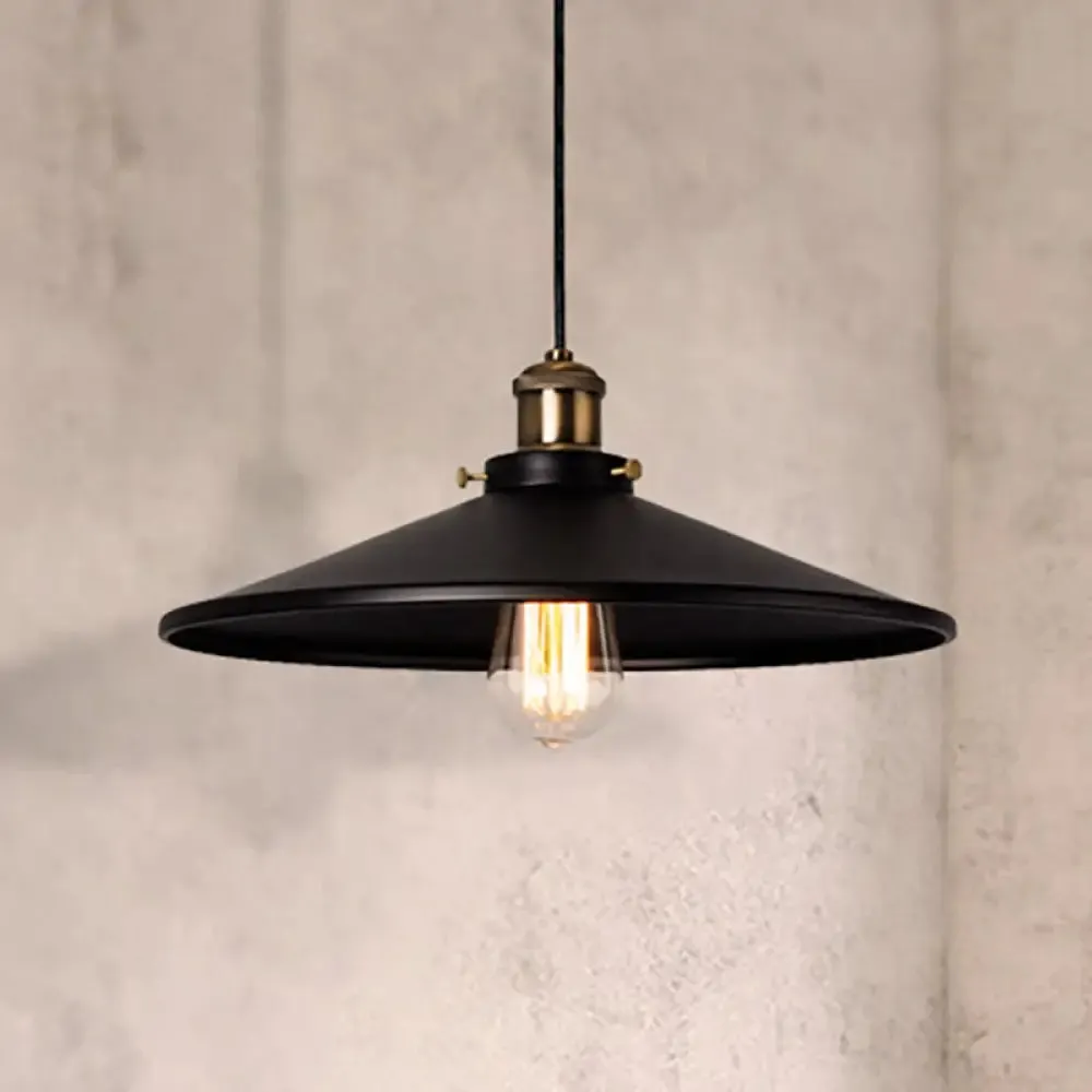 Stylish Metallic Saucer Pendant Ceiling Light for Foyer - Loft 8.5"/10" Diameter, 1 Head, Black