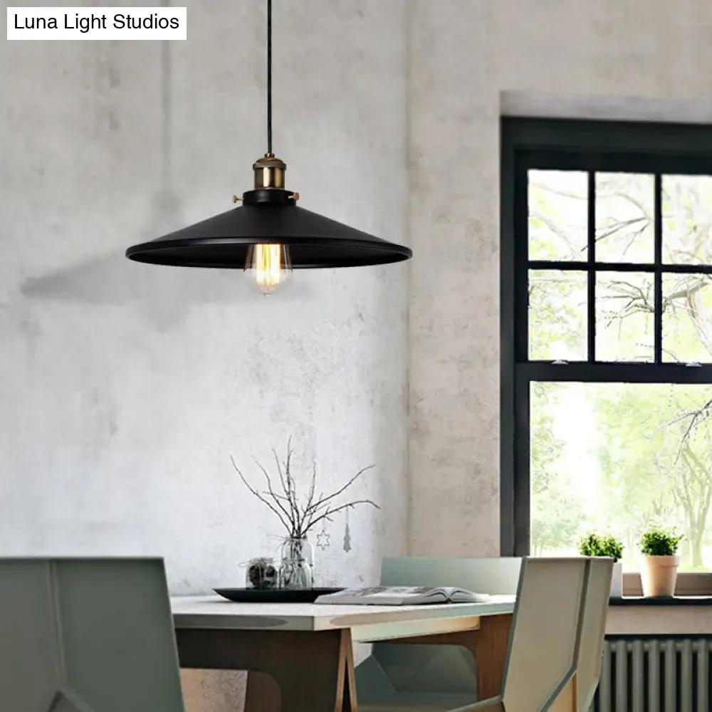 Stylish Metallic Saucer Pendant Ceiling Light for Foyer - Loft 8.5"/10" Diameter, 1 Head, Black