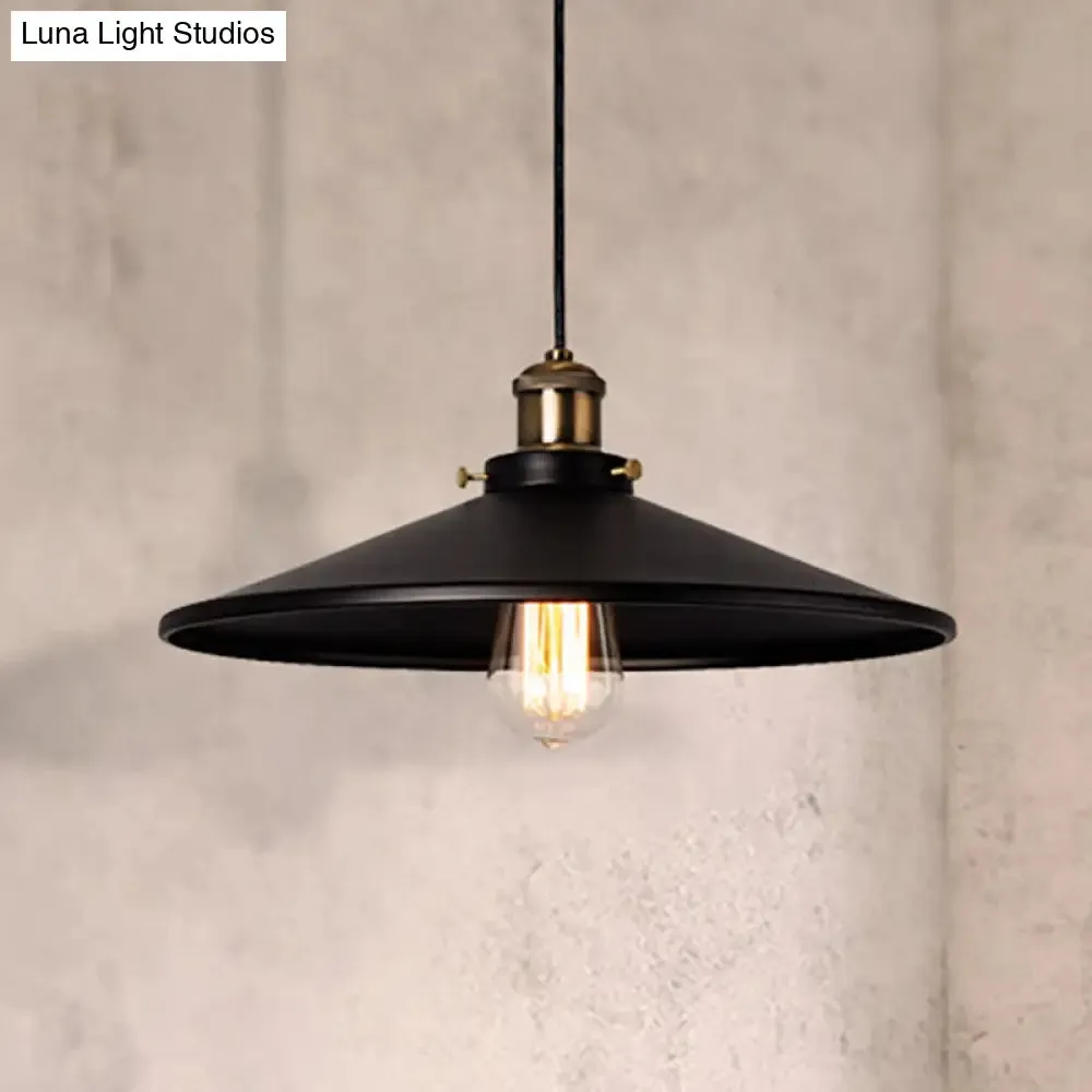 Stylish Metallic Saucer Pendant Ceiling Light for Foyer - Loft 8.5"/10" Diameter, 1 Head, Black