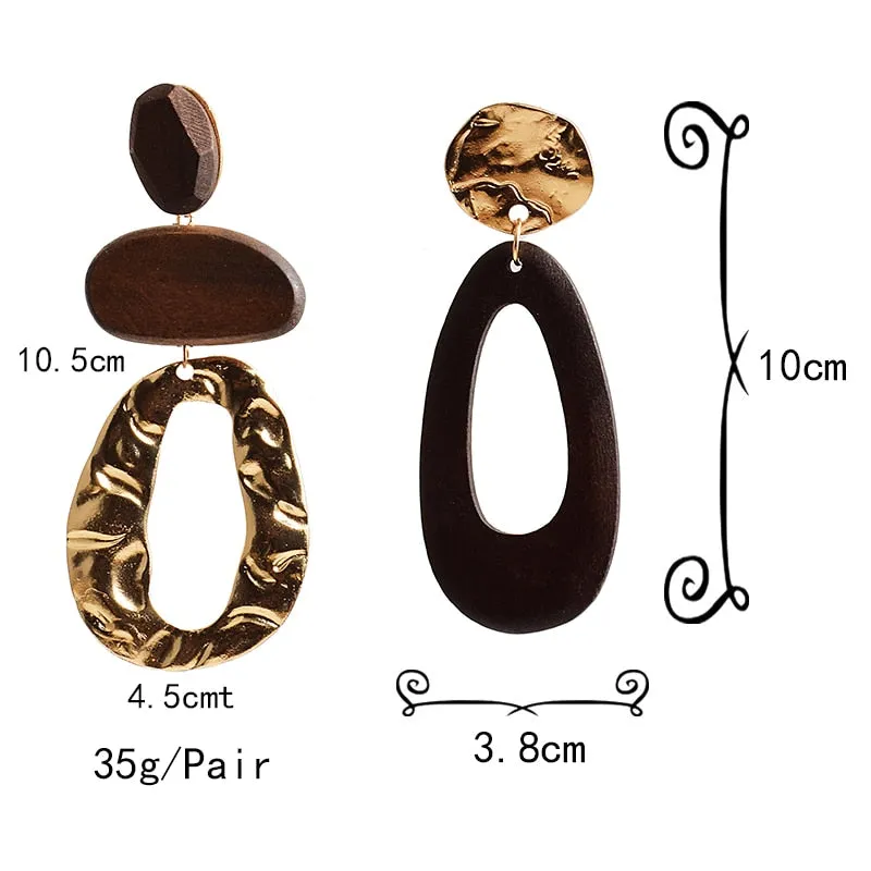 TEEK - Irregularly Wooden Big Drop Earrings