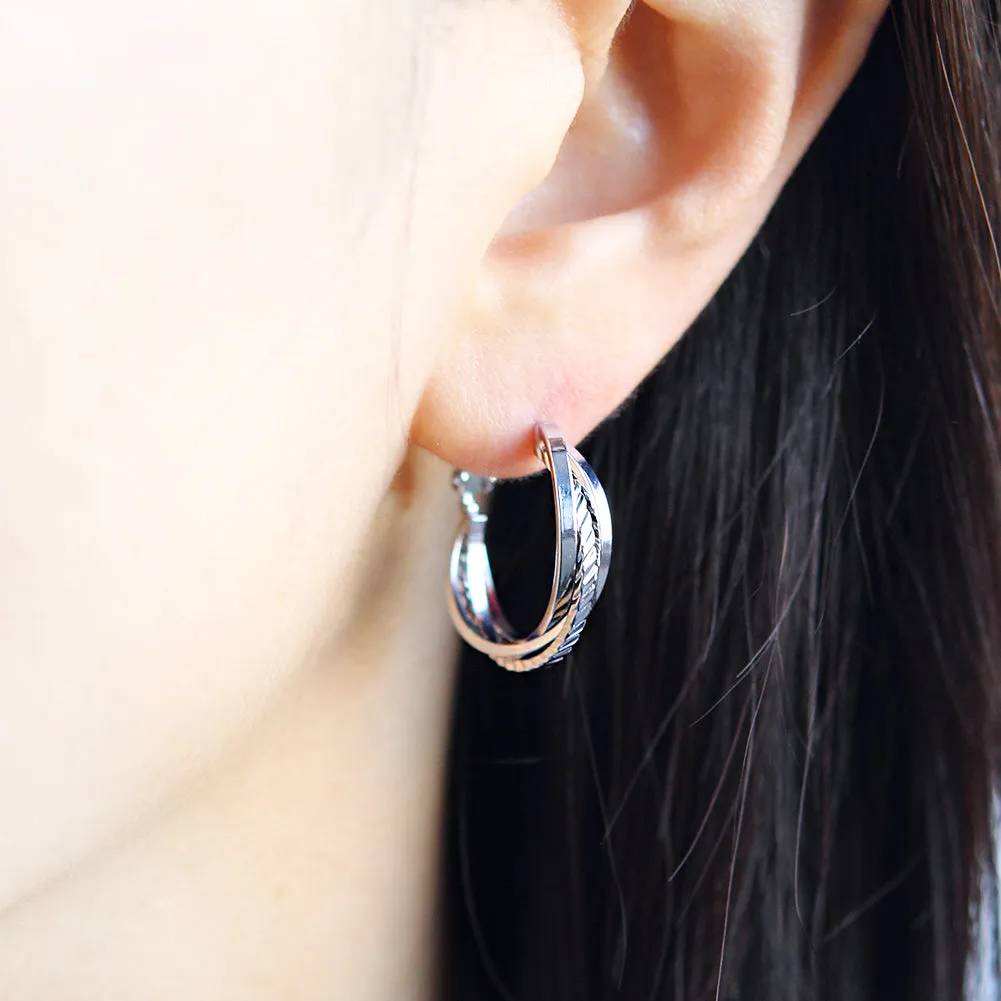 Textured Twist Dangle Hoop Earrings BTS Same style