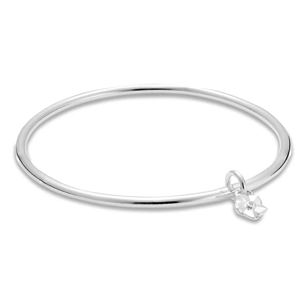 Tiny Forget-Me-Not Silver Charm Bangle