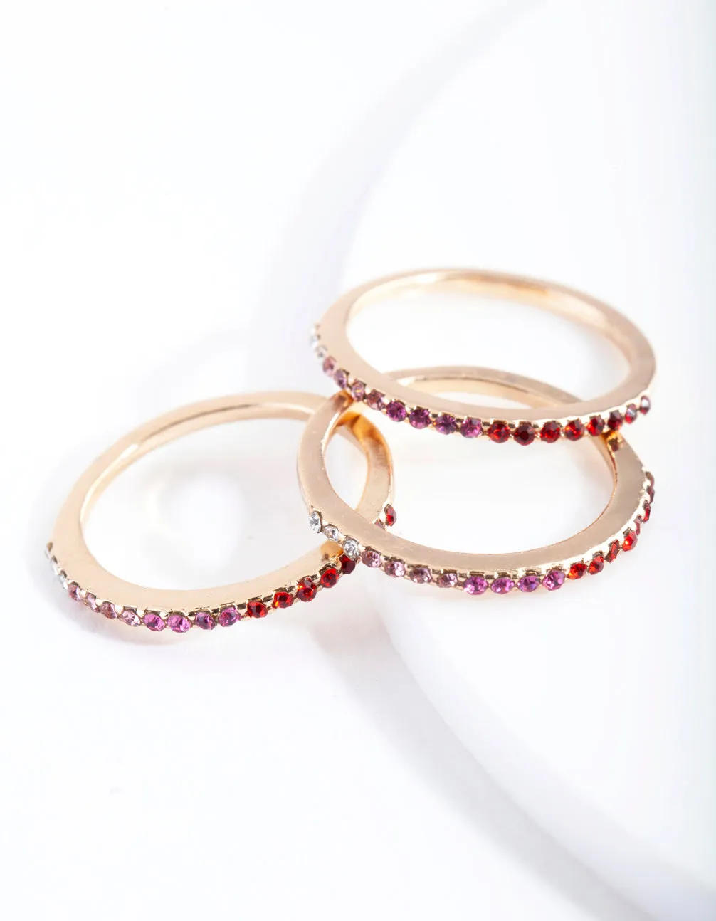 Tones of Red Ombre Diamante Ring Pack