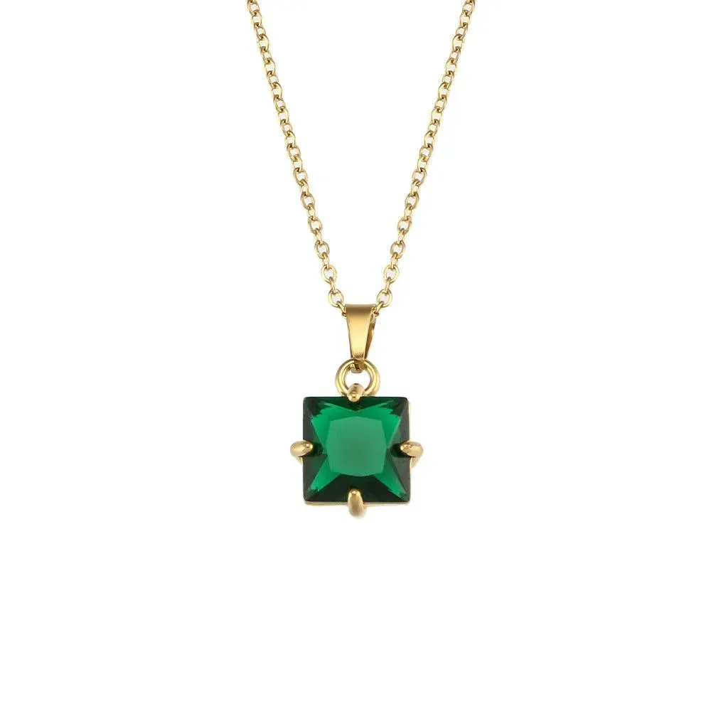 Trendy Geometric Zircon Pendant Necklaces –  Crystal Stones