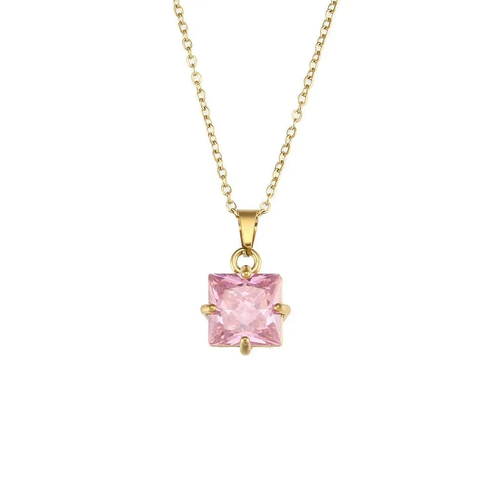 Trendy Geometric Zircon Pendant Necklaces –  Crystal Stones