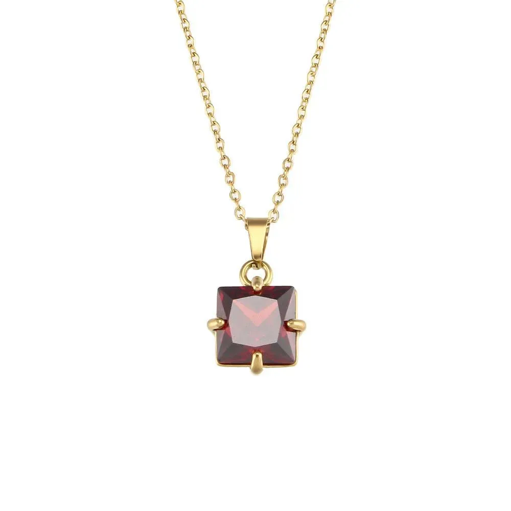 Trendy Geometric Zircon Pendant Necklaces –  Crystal Stones