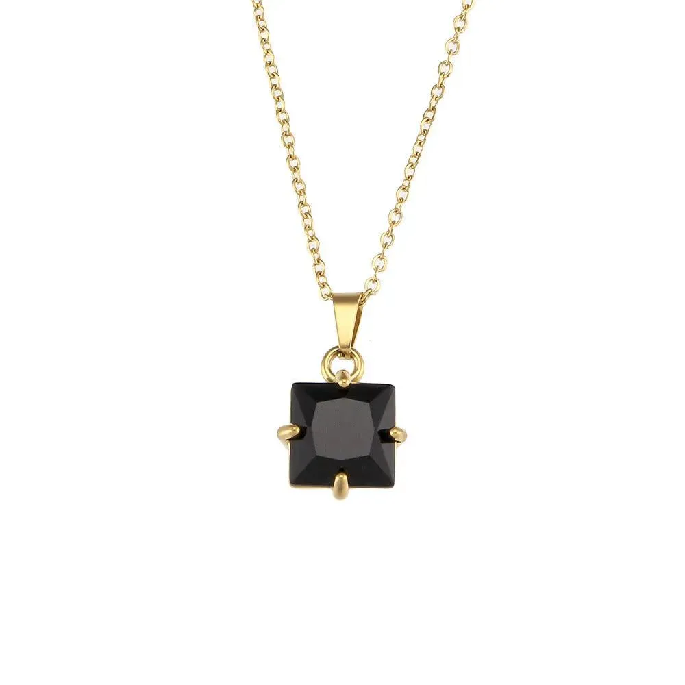 Trendy Geometric Zircon Pendant Necklaces –  Crystal Stones