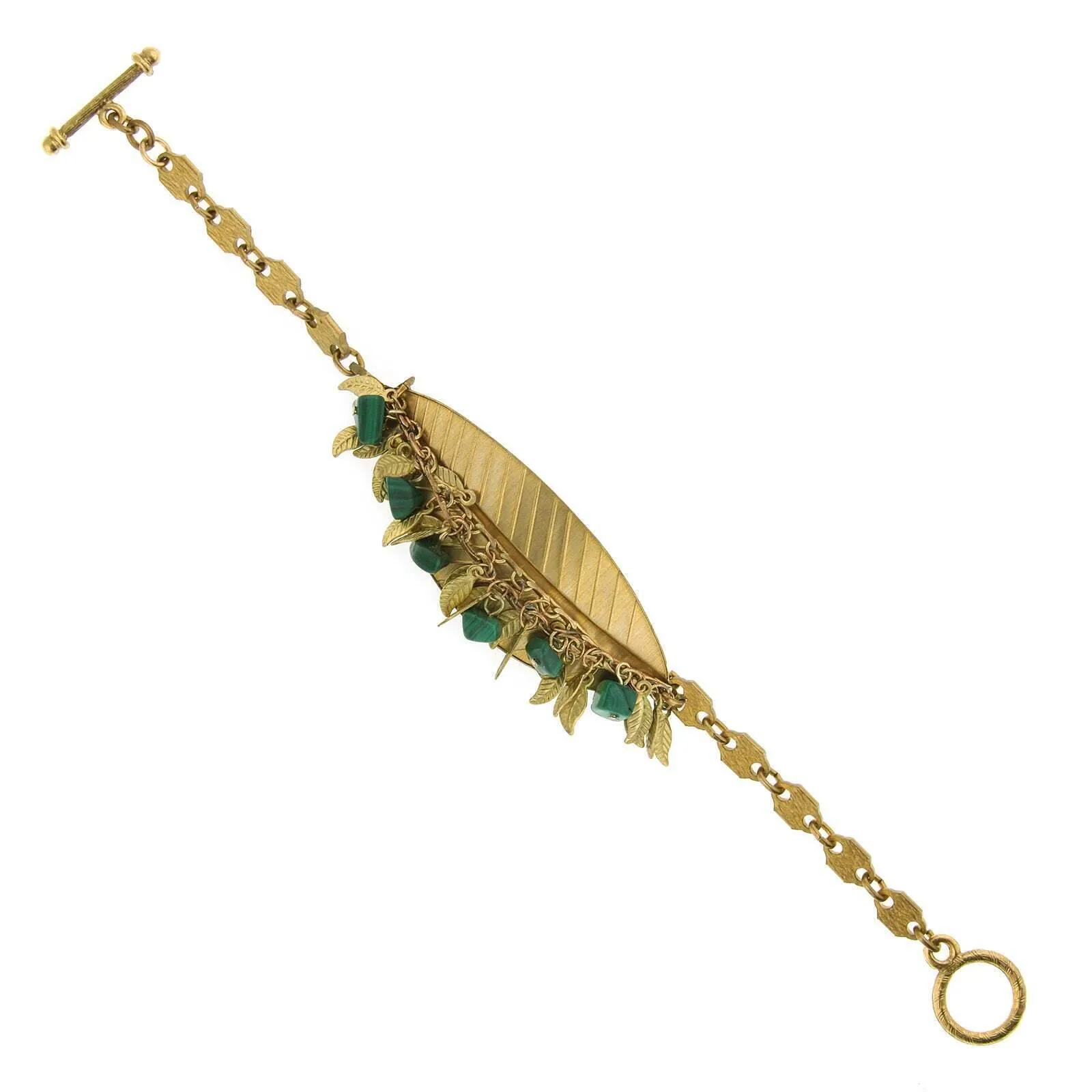 T.R.U. Leaf Toggle Bracelet Accented With Gemstone Malachite Chips