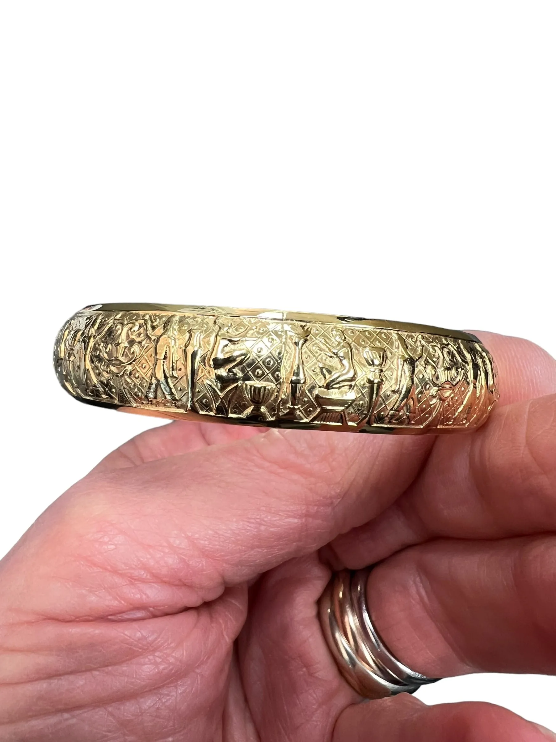 Victorian Egyptian Revival Gold Bangle Bracelet