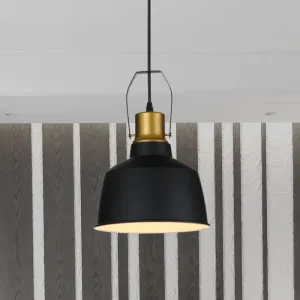 Vintage Bell Ceiling Pendant Light - Black Aluminum Hanging Lamp with Handle