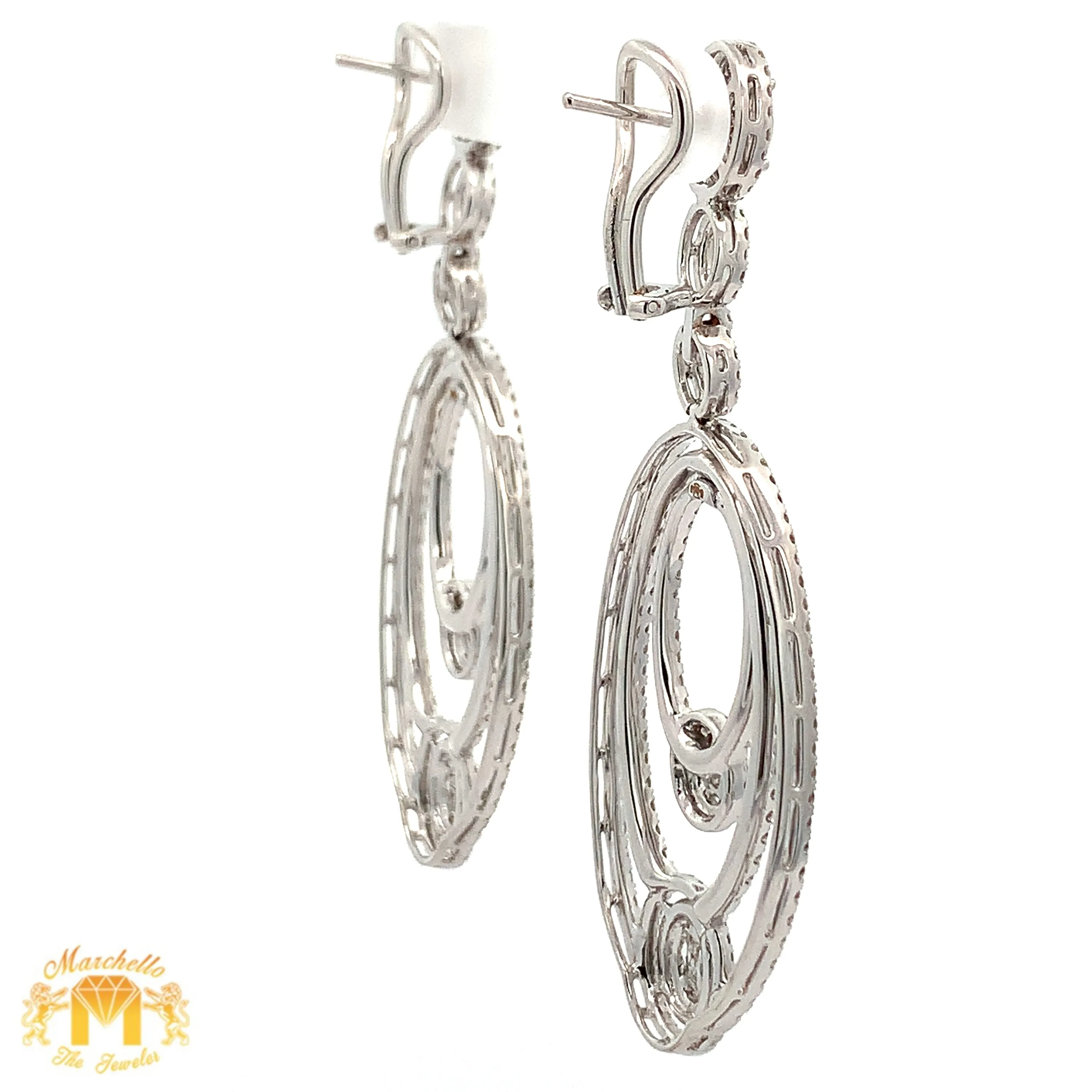 VVS/vs high clarity diamonds set in a 18k White Gold Dangling Oval Shape Diamond Earrings