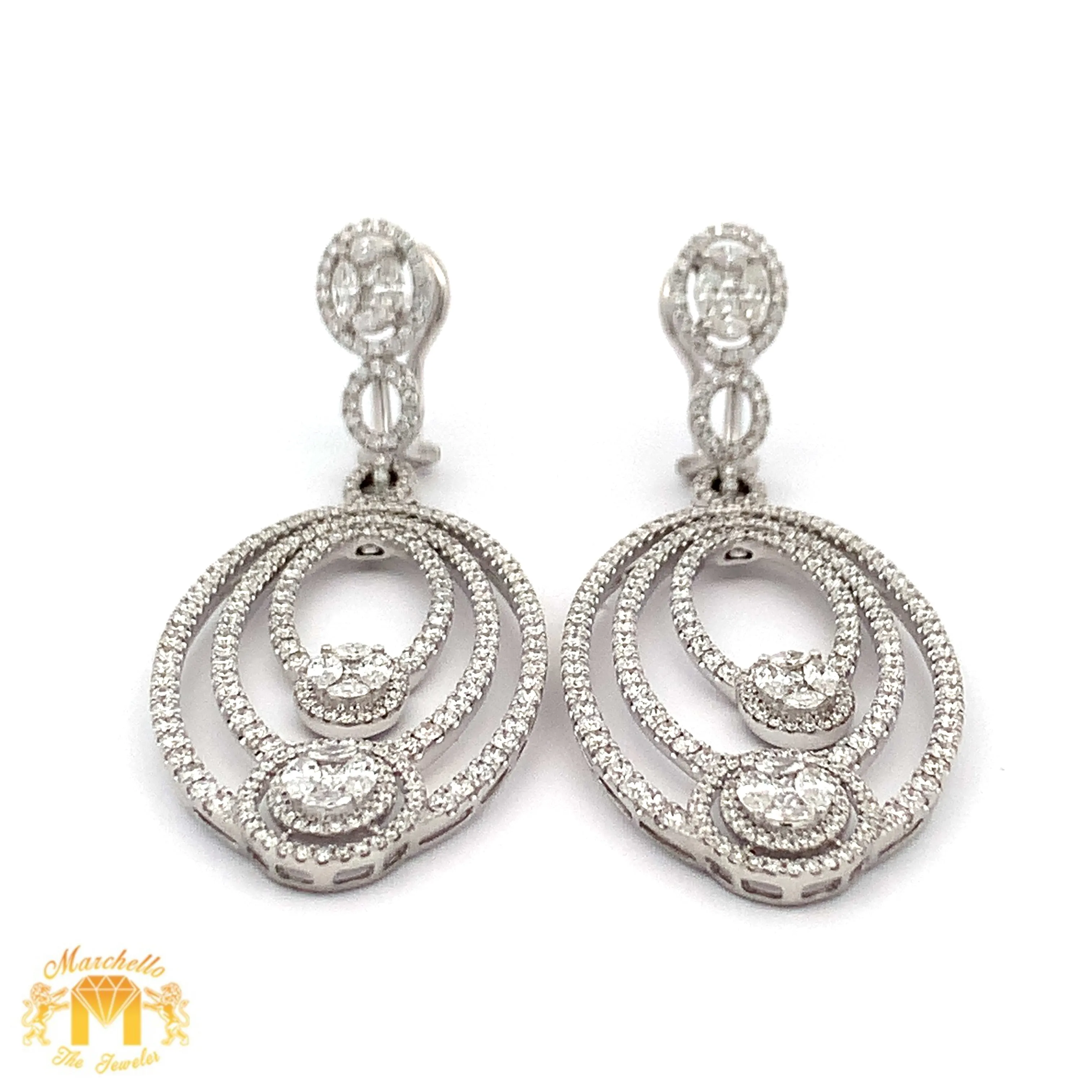 VVS/vs high clarity diamonds set in a 18k White Gold Dangling Oval Shape Diamond Earrings