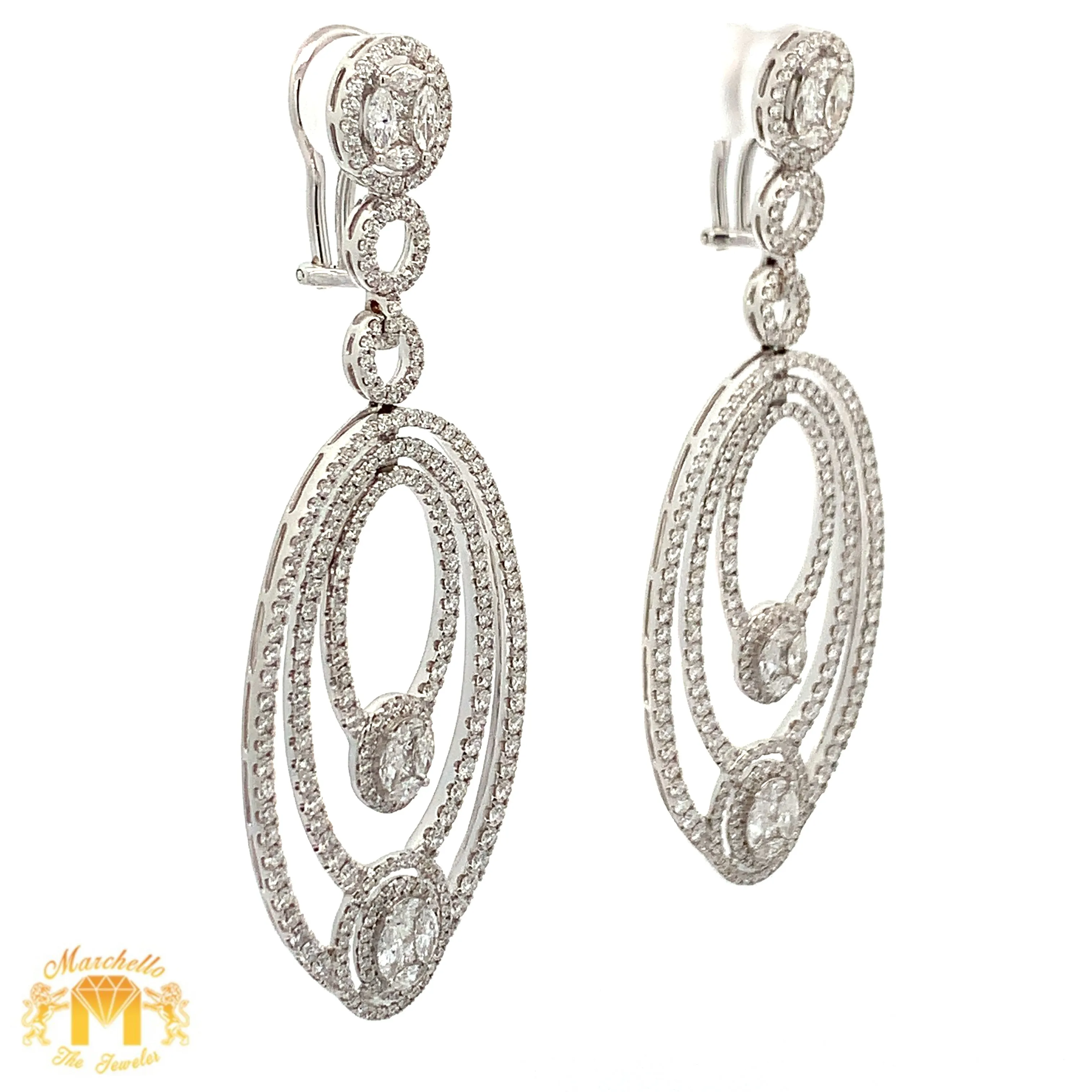 VVS/vs high clarity diamonds set in a 18k White Gold Dangling Oval Shape Diamond Earrings