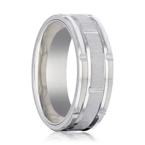 WARRICK | Titanium Men's Wedding Band Alternating Grooves, Horizontal Etched