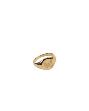 Waterproof Signet Butterfly Gold Ring