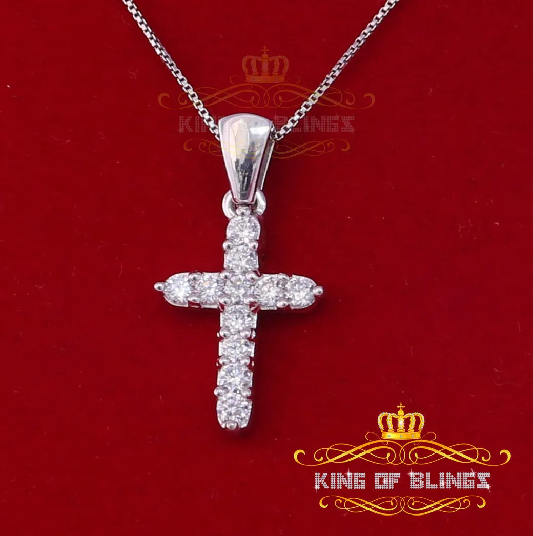 White King of Bling's Sterling Silver CROSS Shape Pendant 1.21ct Cubic Zirconia