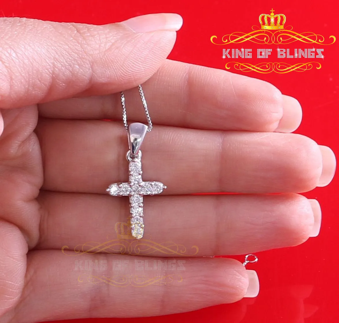 White King of Bling's Sterling Silver CROSS Shape Pendant 1.21ct Cubic Zirconia